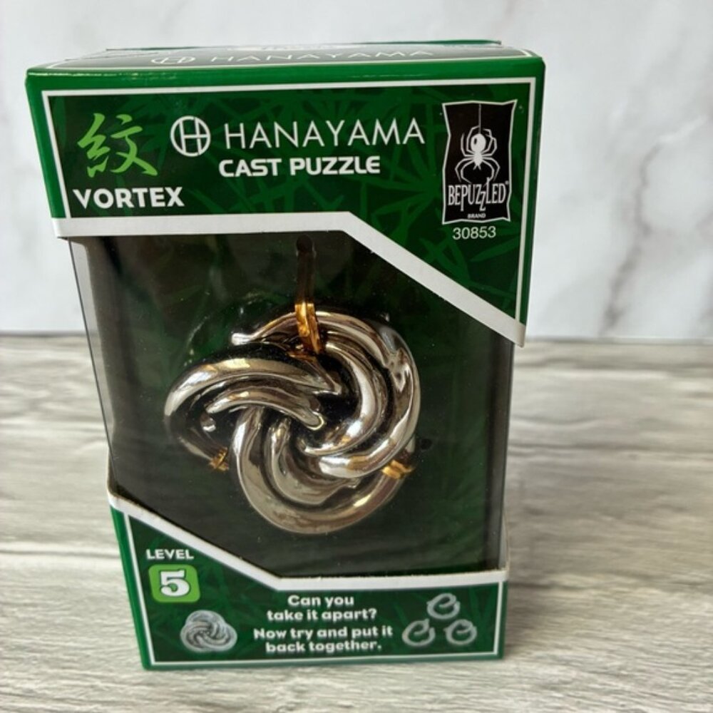 NIB Hanayama Cast Metal Brain Teaser Puzzles Vortex & Trinity Set of 2 - Picture 2 of 9
